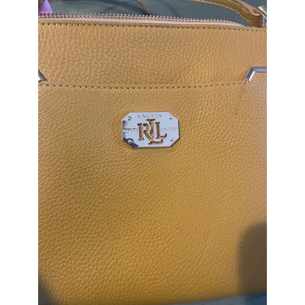 Lauren Ralph Lauren Yellow Leather Crossbody Purse With Adjustable Strap & Gold- - Picture 2 of 7